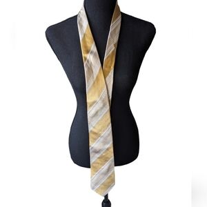 Giorgio Armani striped white and yellow silk tie